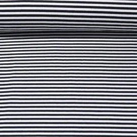 Jacquard Jersey Streifen Midi Ecru Schwarz