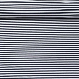 Jacquard Jersey Streifen Midi Ecru Schwarzblau