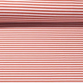 Jacquard Jersey Streifen Midi Ecru Ziegelrot