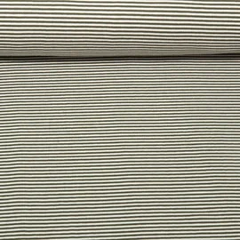 Jacquard Jersey Streifen Mini Ecru Armygrün