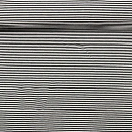 Jacquard Jersey Streifen Mini Ecru Schwarzblau