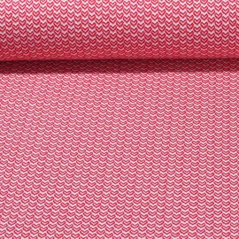 Jacquard Jersey "Sweetheart Knit" Ecru Rot