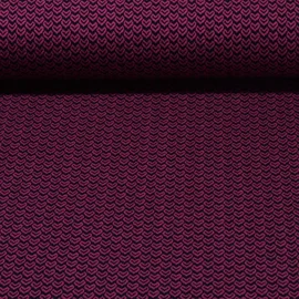 Jacquard Jersey "Sweetheart Knit" Schwarz Magenta