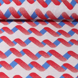 Jacquard Jersey "Up and Down" Grau Blau