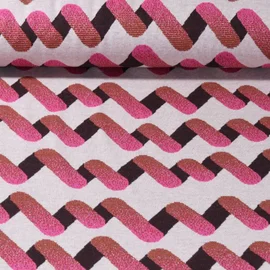 Jacquard Jersey "Up and Down" Grau Braun