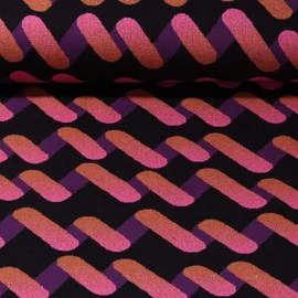 Jacquard Jersey "Up and Down" Schwarz