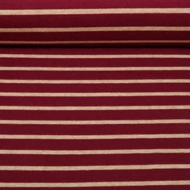 Jacquard Strickjersey Streifen Bordeaux Beige