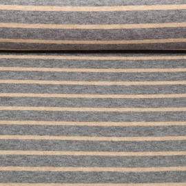 Jacquard Strickjersey Streifen Grau Beige