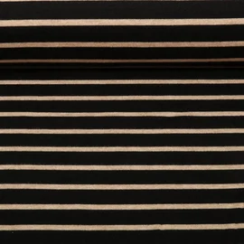 Jacquard Strickjersey Streifen Schwarz Beige