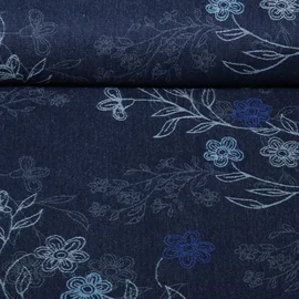 Jeans B-Trendy Jacquard Blumenranken Navy