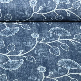 Jeans B-Trendy Washed Stickerei Blumen Blau