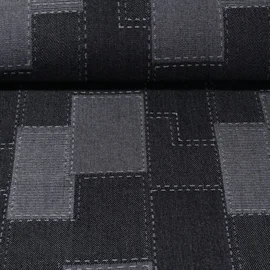 Jeans Jacquard Patchwork Schwarz