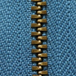 Jeans-Reißverschluss Metall Messing 14cm Jeansblau D240