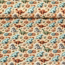 Jersey 3D Strickoptik Dinos Sand