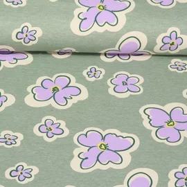 Jersey Blüten Hellgrün Melange