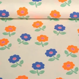 Jersey Blumen Neon Offweiß