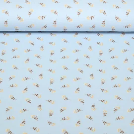 Jersey Blumenzweige Hellblau