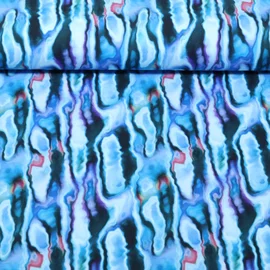 Jersey Digitaldruck Aquarell Formen Blau