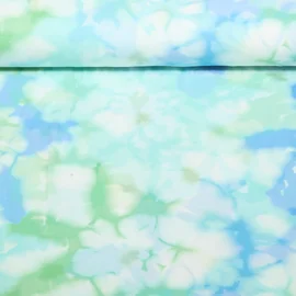 Jersey Digitaldruck Batikblüten Hellblau