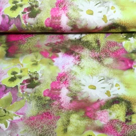 Jersey Digitaldruck Blumen Aquarell Grün