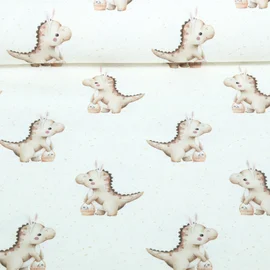 Jersey Digitaldruck Dinobaby Ecru
