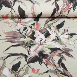 Jersey Digitaldruck Lilien Beige