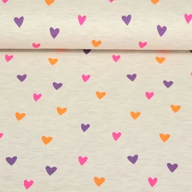 Jersey Herzen Ecru Melange