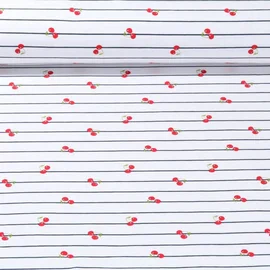 Jersey Kirschen Gestreift Weiß