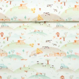 Jersey Little Jax Digitaldruck Auf Der Farm Ecru