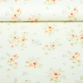 Jersey Little Jax Digitaldruck Blumen und Schmetterlinge Hellbeige