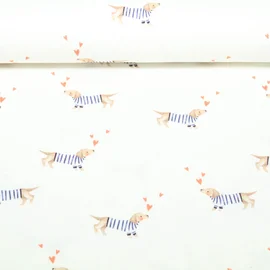 Jersey Little Jax Digitaldruck Dackel Ecru