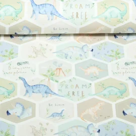 Jersey Little Jax Digitaldruck Dinos Hexagon Ecru