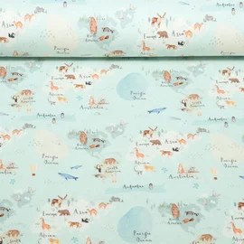 Jersey Little Jax Digitaldruck Kontinente Tiere Mint