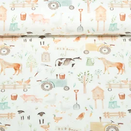 Jersey Little Jax Digitaldruck Kühe Und Pferde Ecru