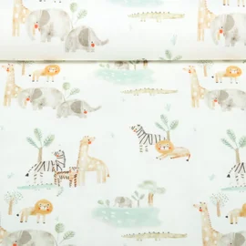 Jersey Little Jax Digitaldruck Oase Wilde Tiere Ecru