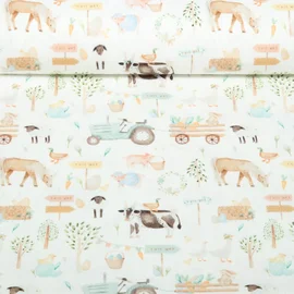 Jersey Little Jax Digitaldruck Ostern Auf Der Farm Ecru