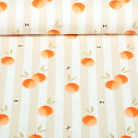 Jersey Little Jax Digitaldruck Pfirsiche mit Hummeln Beige