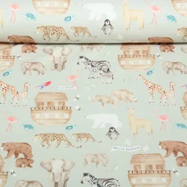 Jersey Little Jax Digitaldruck Wilde Tiere und Arche Mint