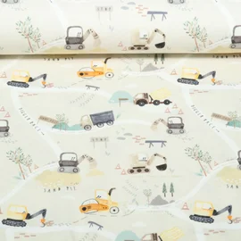 Jersey Little Jax Digitaldruck Zur Baustelle Beige