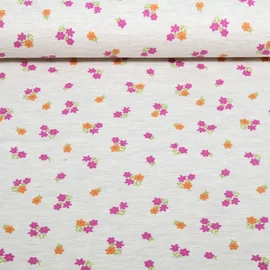 Jersey Mille Fleur Blumen Beige Melange