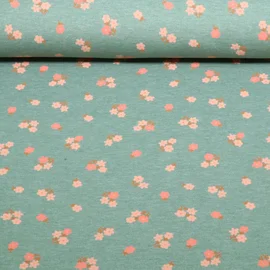 Jersey Mille Fleur Blumen Mint Melange