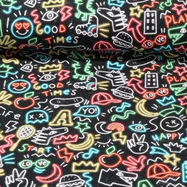 Jersey Neon Kritzeleien Schwarz