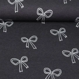 Jersey Schleifen Glitzer Anthrazit Melange
