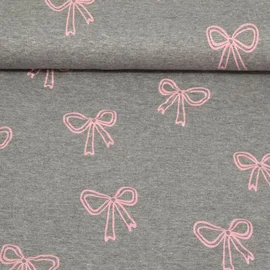 Jersey Schleifen Glitzer Grau Melange