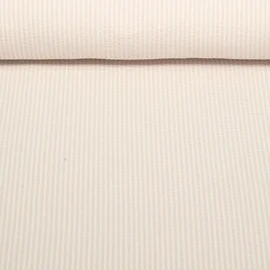 Jersey Seersucker Streifen Beige Weiß