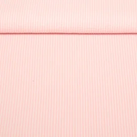 Jersey Seersucker Streifen Rosa Weiß
