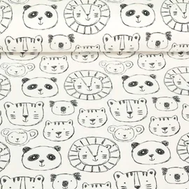 Jersey Tiergesichter Ecru