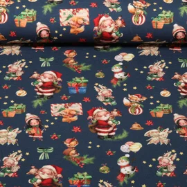 Jersey Weihnachtsmann Und Tiere Blau