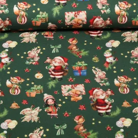Jersey Weihnachtsmann Und Tiere Grün