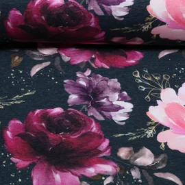 Jogging Glitzerpüppi Digitaldruck Rosen Navy